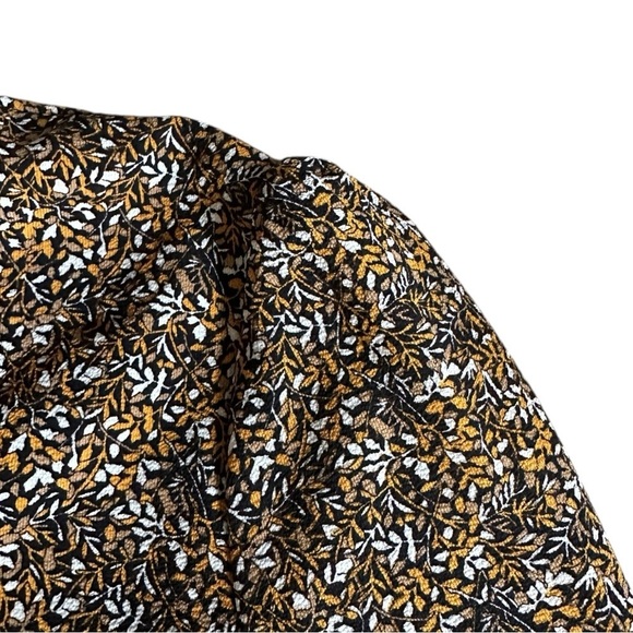 Michael Kors Faux Wrap Tier Ruffle Mini Dress XL NWT Floral Marigold Brown Boho - Picture 4 of 10